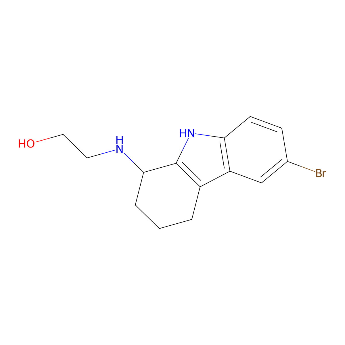 2-[(6-bromo-2,3,4,9-tetrahydro-1H-carbazol-1-yl)amino]ethanol molecular structure, CAS 221028-13-3