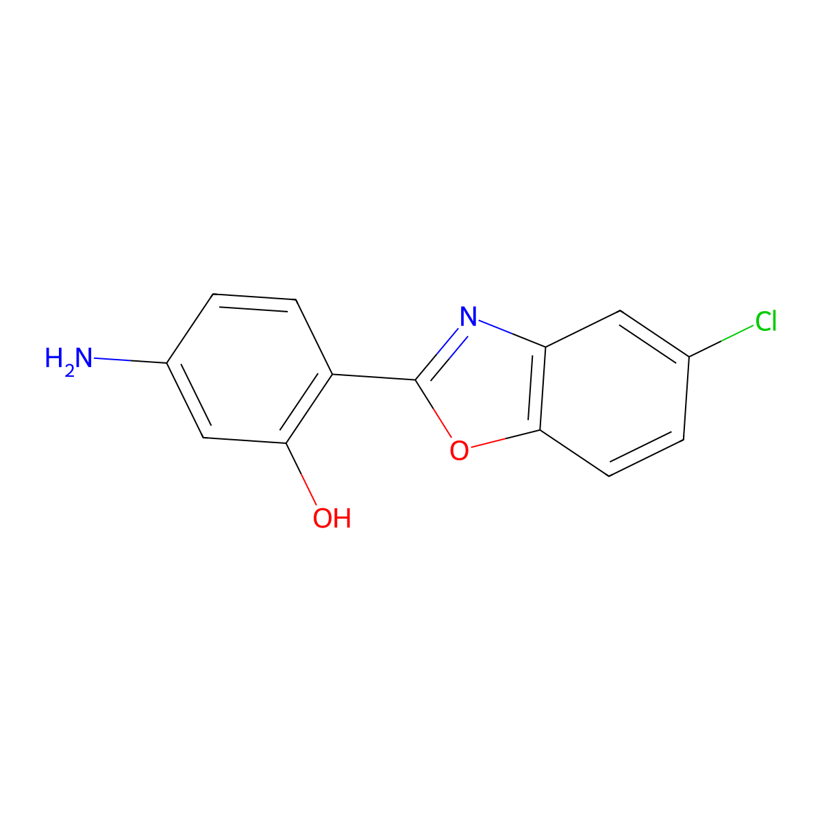 5-Amino-2-(5-chloro-1,3-benzoxazol-2-yl)phenol molecular structure, CAS 22105-55-1