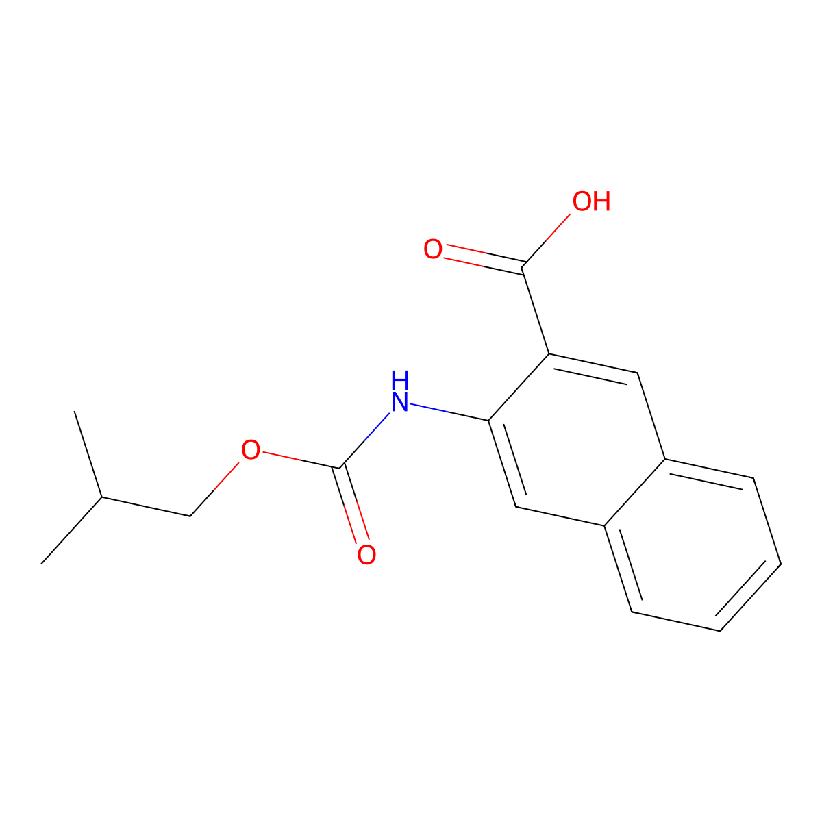 3-{[(2-Methylpropoxy)carbonyl]amino}naphthalene-2-carboxylic acid molecular structure, CAS 221070-99-1