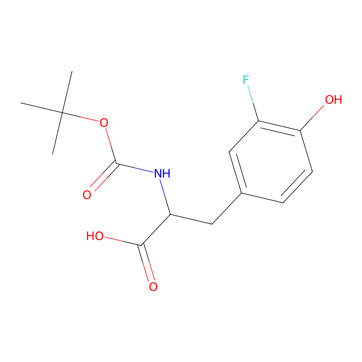 Boc-3-fluoro-DL-tyrosine molecular structure, CAS 221077-78-7