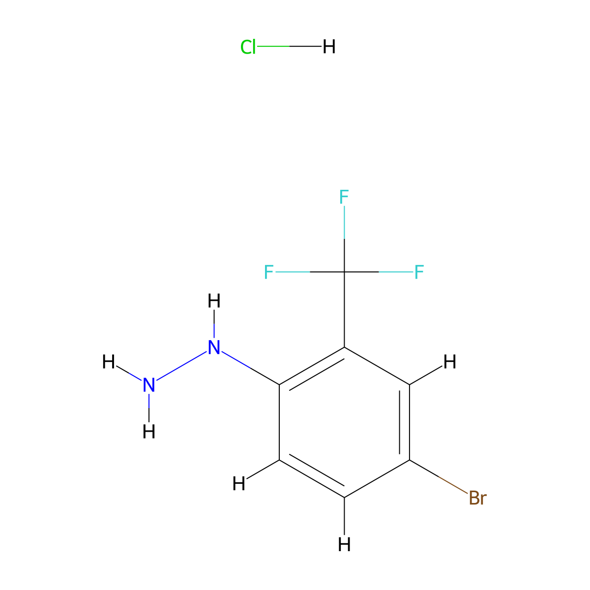 (4-Bromo-2-(trifluoromethyl)phenyl)hydrazine hydrochloride molecular structure, CAS 221092-41-7