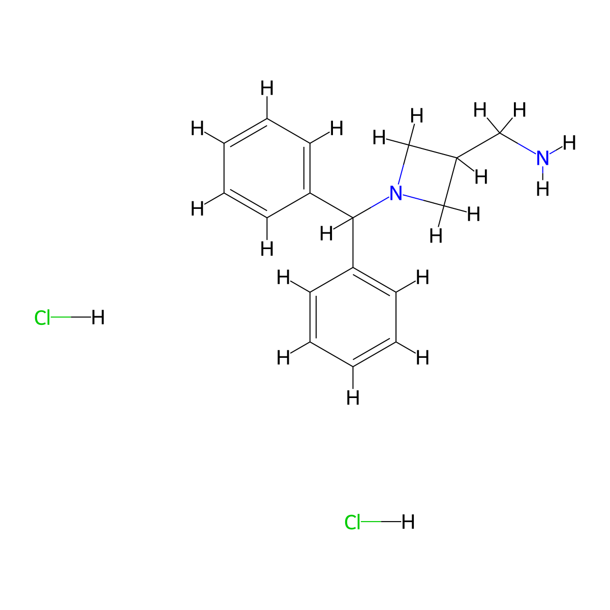 (1-Benzhydrylazetidin-3-yl)methanamine dihydrochloride molecular structure, CAS 221095-77-8