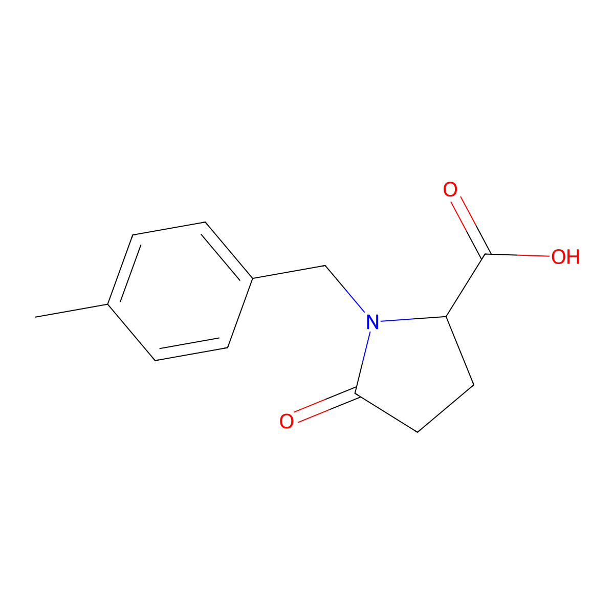 1-[(4-Methylphenyl)methyl]-5-oxopyrrolidine-2-carboxylic acid molecular structure, CAS 2211041-37-9