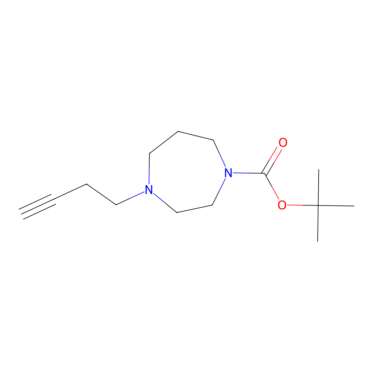 Tert-butyl 4-(but-3-yn-1-yl)-1,4-diazepane-1-carboxylate molecular structure, CAS 2211054-08-7