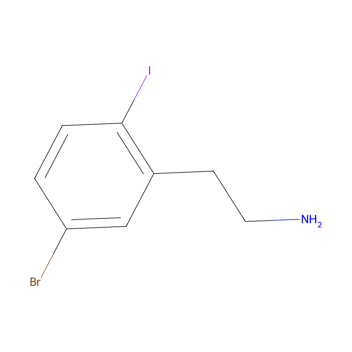 2-(5-Bromo-2-iodophenyl)ethan-1-amine molecular structure, CAS 2211057-04-2