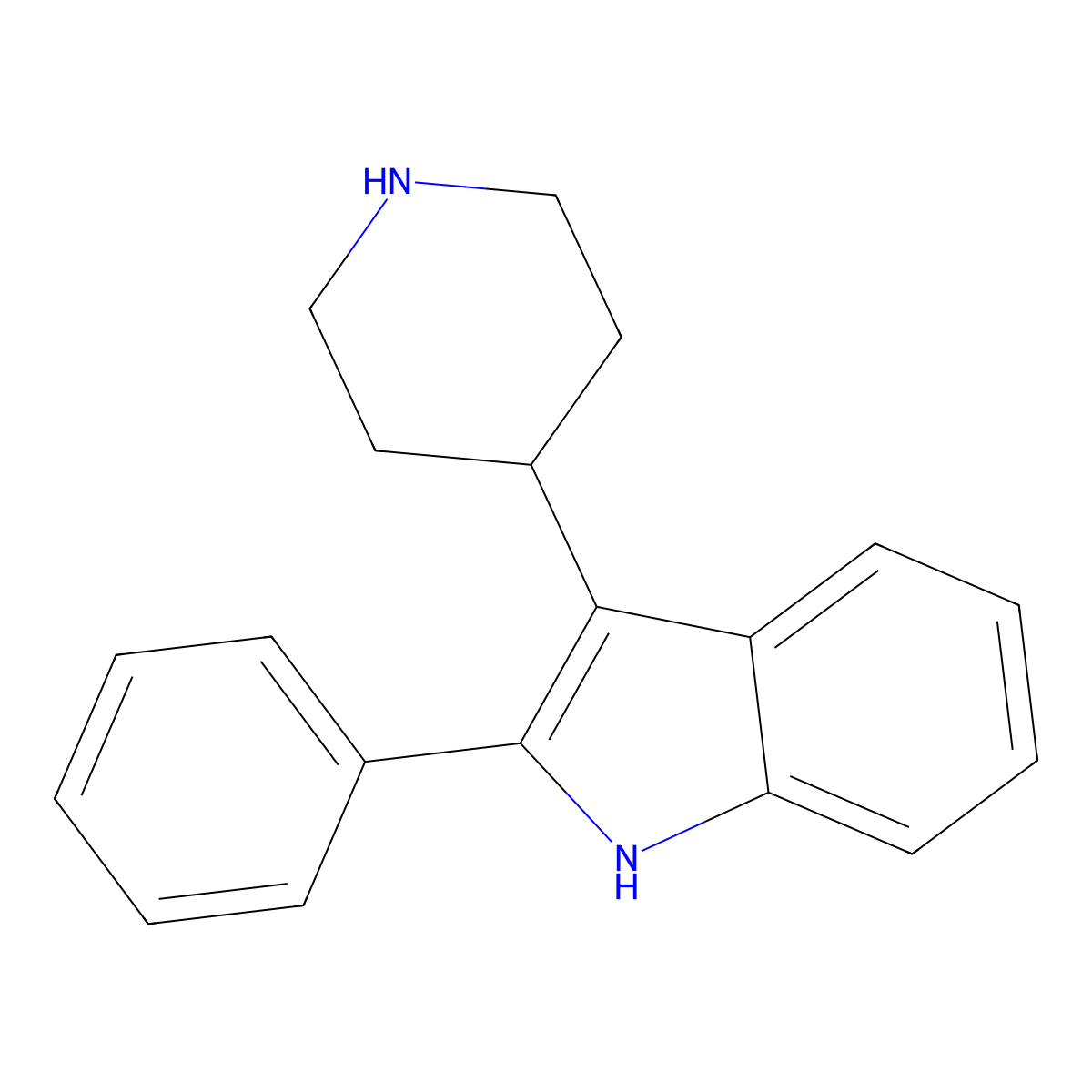 2-Phenyl-3-(4-piperidinyl)indole molecular structure, CAS 221109-26-8