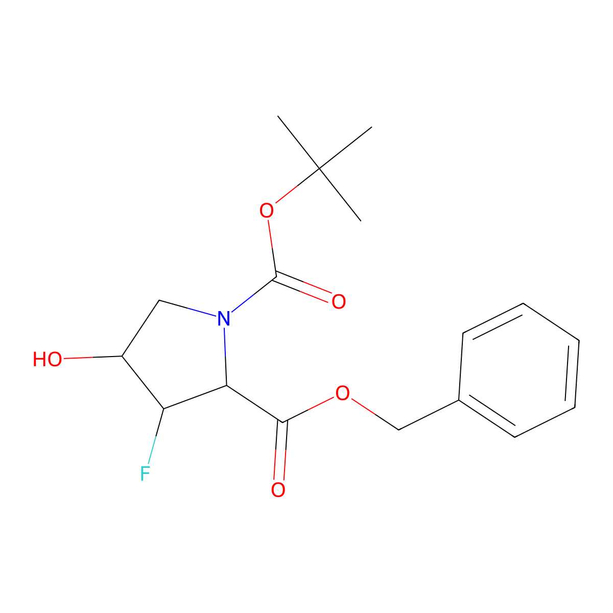 2-Benzyl 1-(tert-butyl) (2R,3S,4R)-3-fluoro-4-hydroxypyrrolidine-1,2-dicarboxylate molecular structure, CAS 2211115-86-3