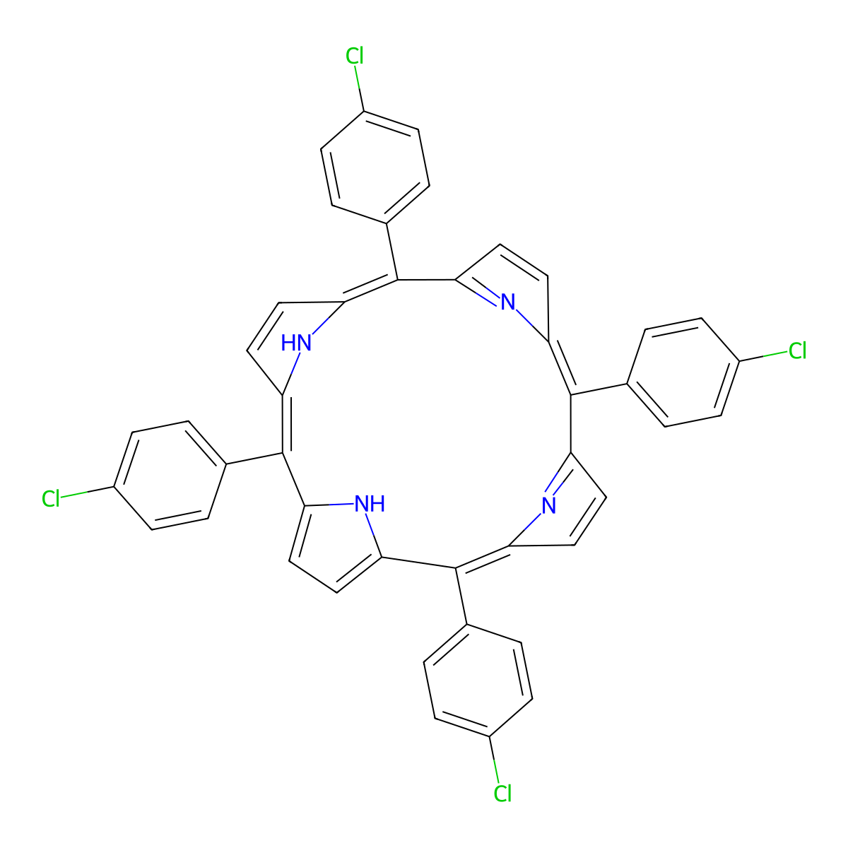 5,10,15,20-Tetrakis(4-chlorophenyl)-21,22-dihydroporphyrin molecular structure, CAS 22112-77-2