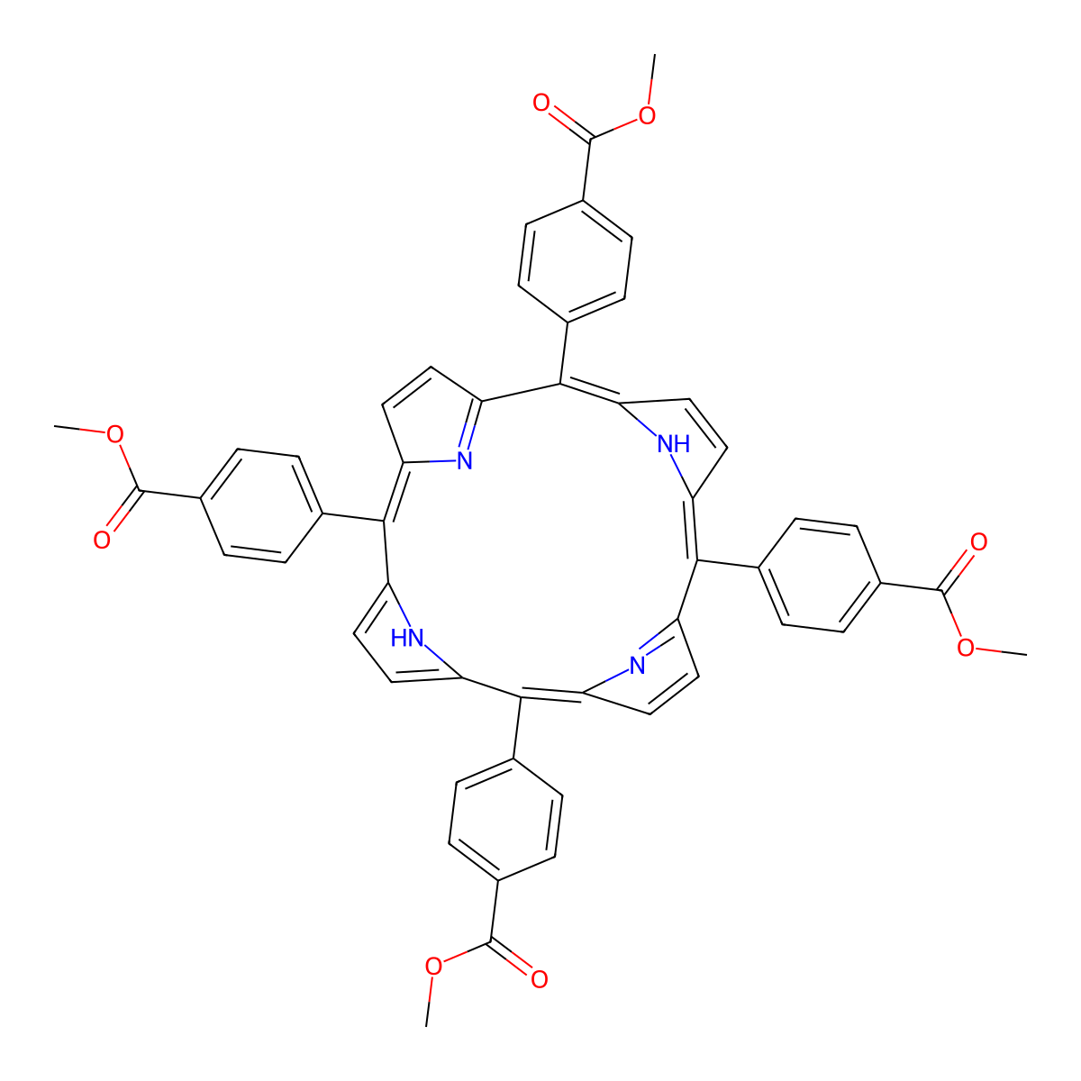 Meso-tetra(4-carboxyphenyl)porphine tetramethyl ester molecular structure, CAS 22112-83-0