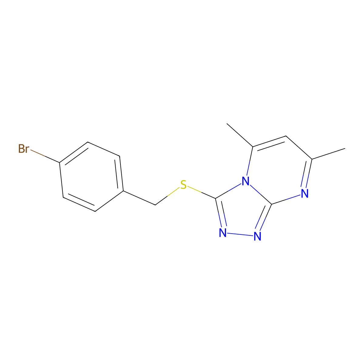 3-[(4-Bromobenzyl)sulfanyl]-5,7-dimethyl[1,2,4]triazolo[4,3-a]pyrimidine molecular structure, CAS 221120-62-3