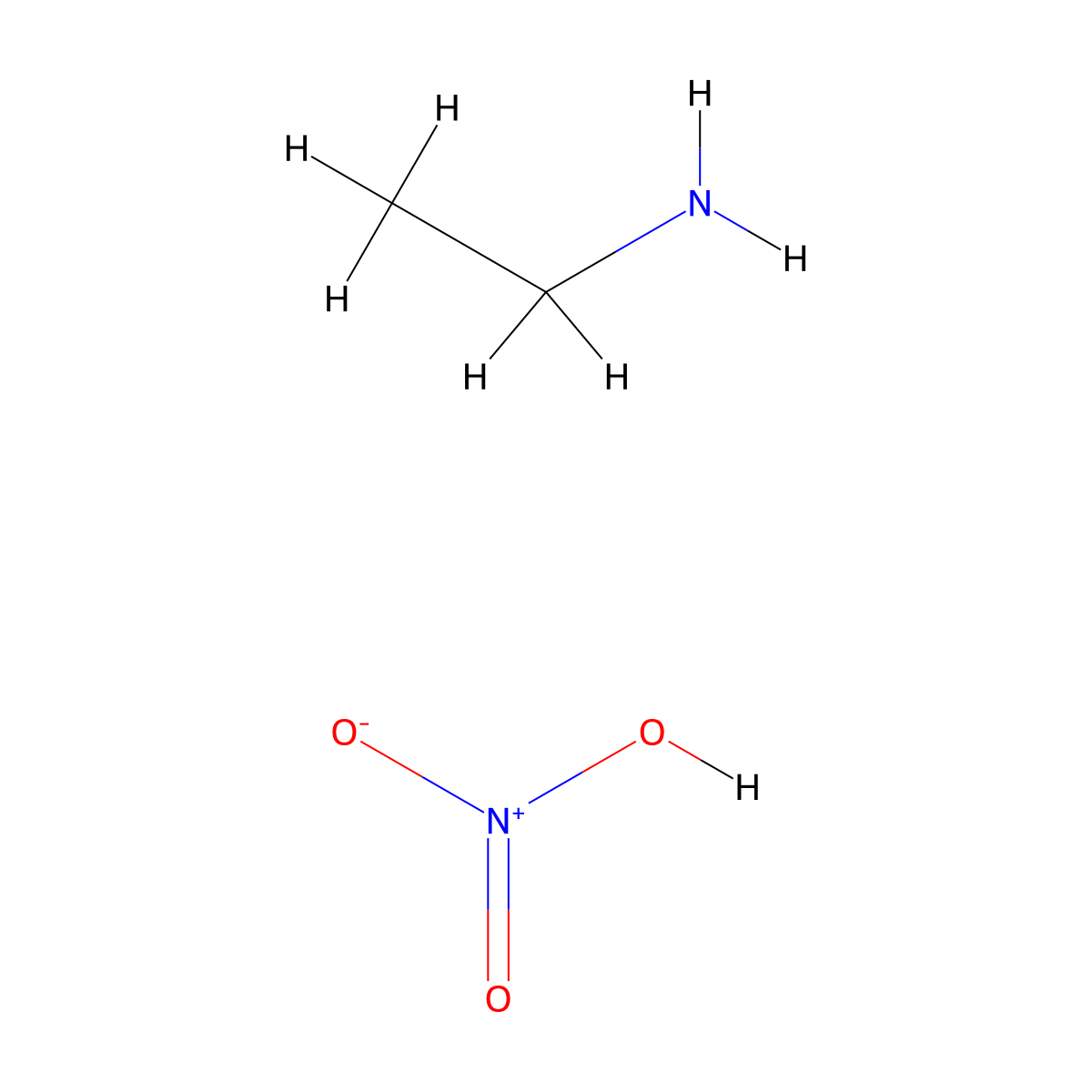Ethylammonium nitrate molecular structure, CAS 22113-86-6