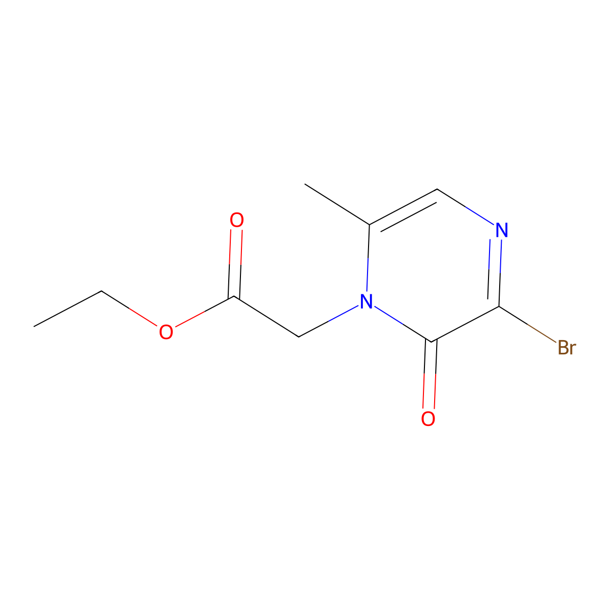 Ethyl 2-(3-bromo-6-methyl-2-oxopyrazin-1(2H)-yl)acetate molecular structure, CAS 221136-66-9