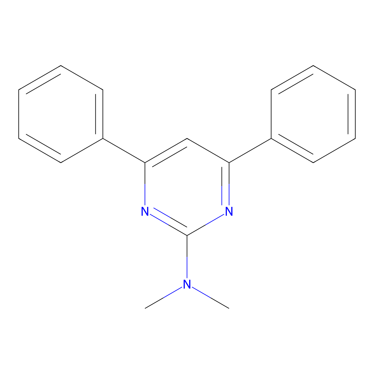 N,N-Dimethyl-4,6-diphenyl-2-pyrimidinamine molecular structure, CAS 22114-29-0