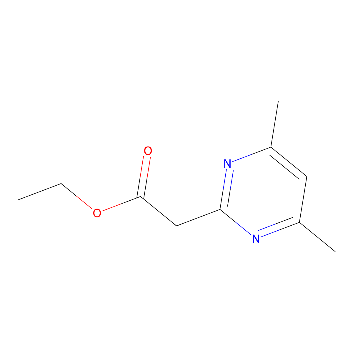 Ethyl 2-(4,6-dimethylpyrimidin-2-yl)acetate molecular structure, CAS 22114-32-5