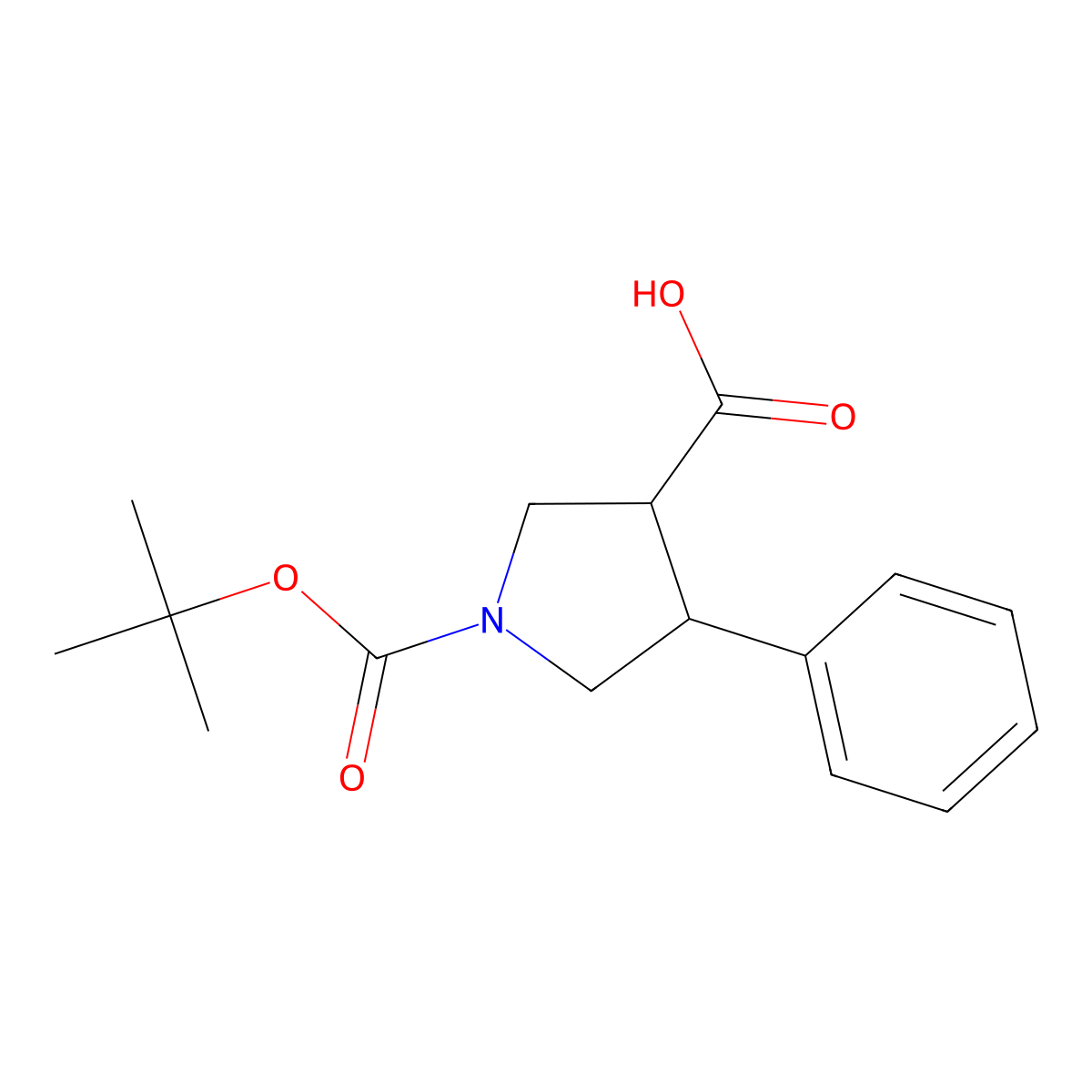 (+-)-trans-N-Boc-4-phenylpyrrolidine-3-carboxylic acid molecular structure, CAS 221142-28-5