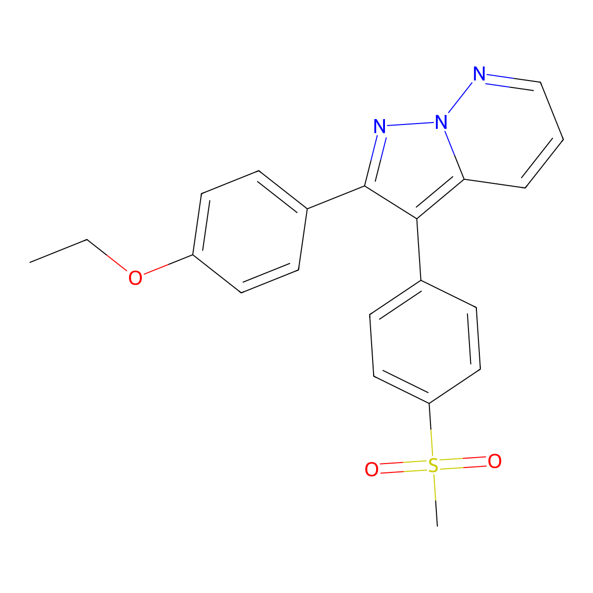 2-(4-Ethoxyphenyl)-3-(4-(methylsulfonyl)phenyl)pyrazolo(1,5-b)pyridazine molecular structure, CAS 221148-46-5