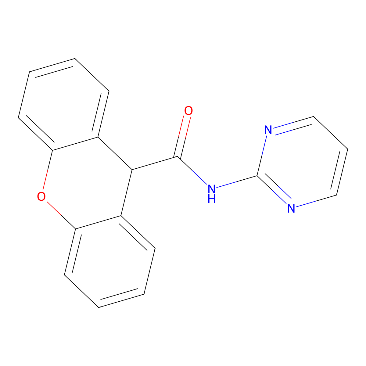 N-pyrimidin-2-yl-9H-xanthene-9-carboxamide molecular structure, CAS 221148-79-4