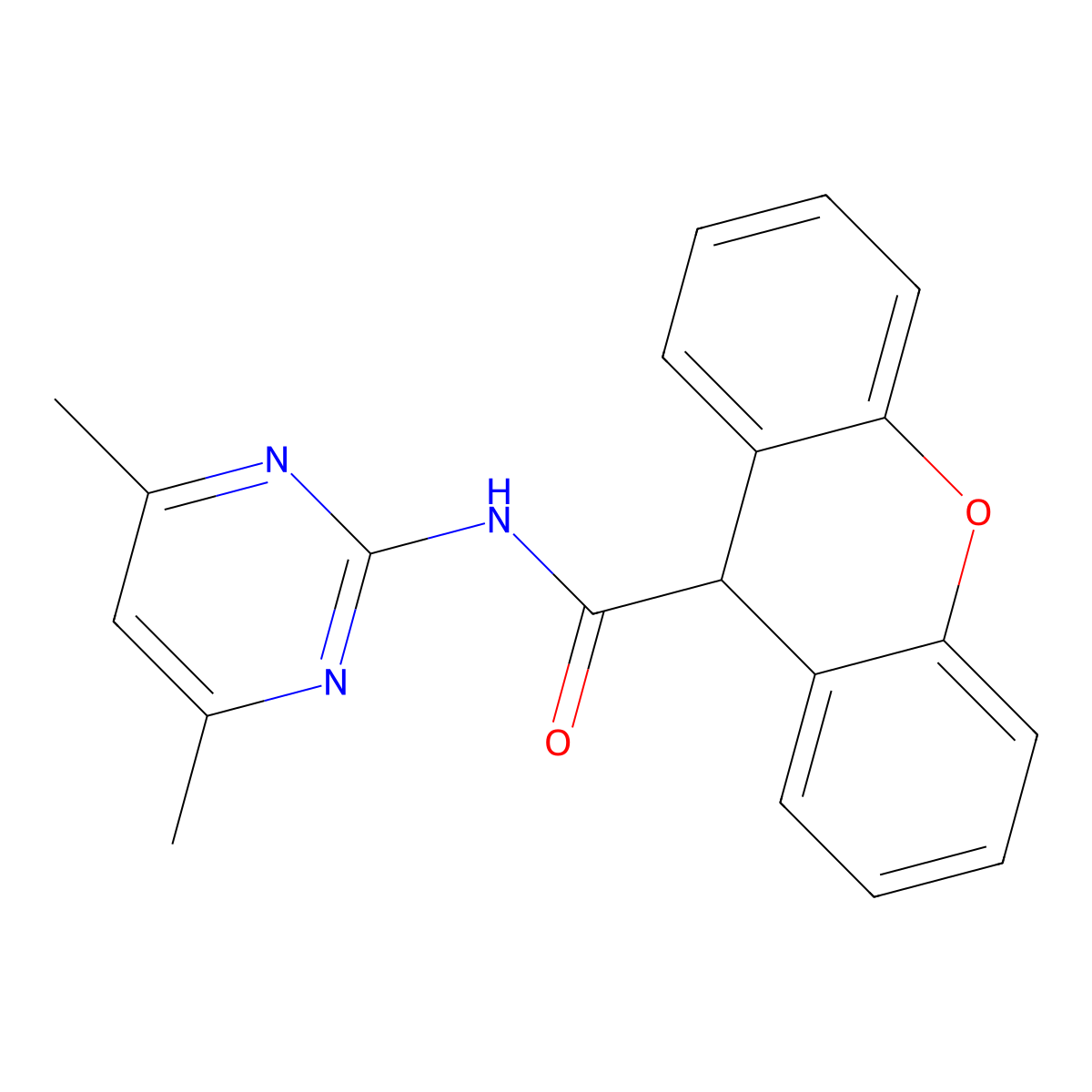 N-(4,6-dimethylpyrimidin-2-yl)-9H-xanthene-9-carboxamide molecular structure, CAS 221148-80-7