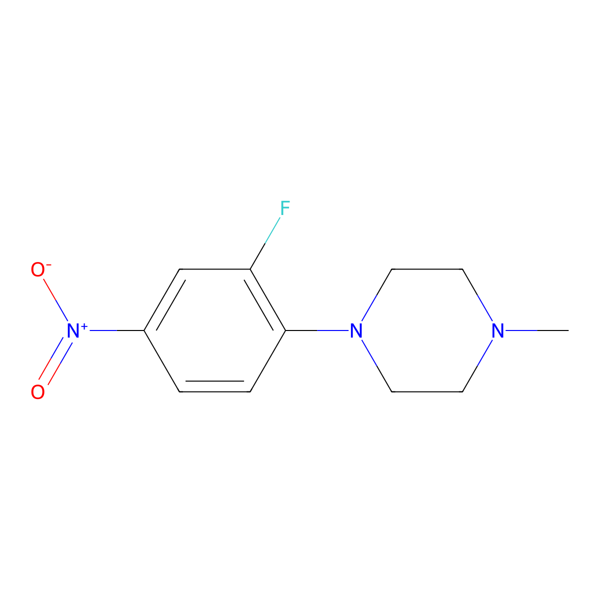 1-(2-Fluoro-4-nitrophenyl)-4-methylpiperazine molecular structure, CAS 221198-29-4
