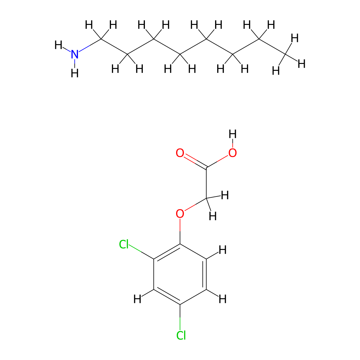 Acetic acid, 2-(2,4-dichlorophenoxy)-, compd. with 1-octanamine (1:1) molecular structure, CAS 2212-53-5