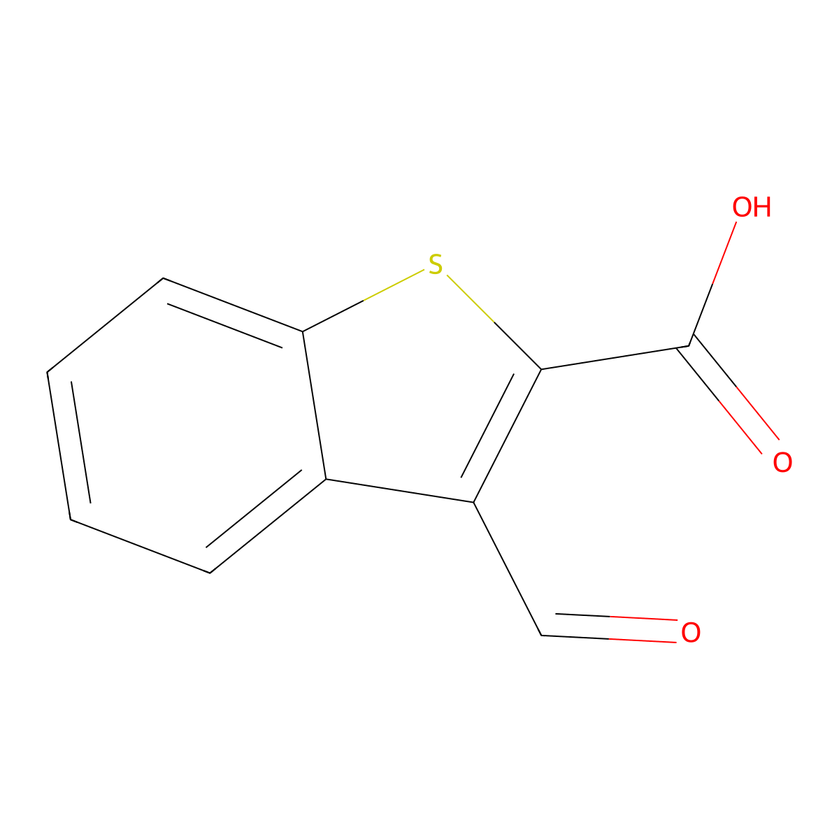 3-Formyl-1-benzothiophene-2-carboxylic acid molecular structure, CAS 22120-80-5