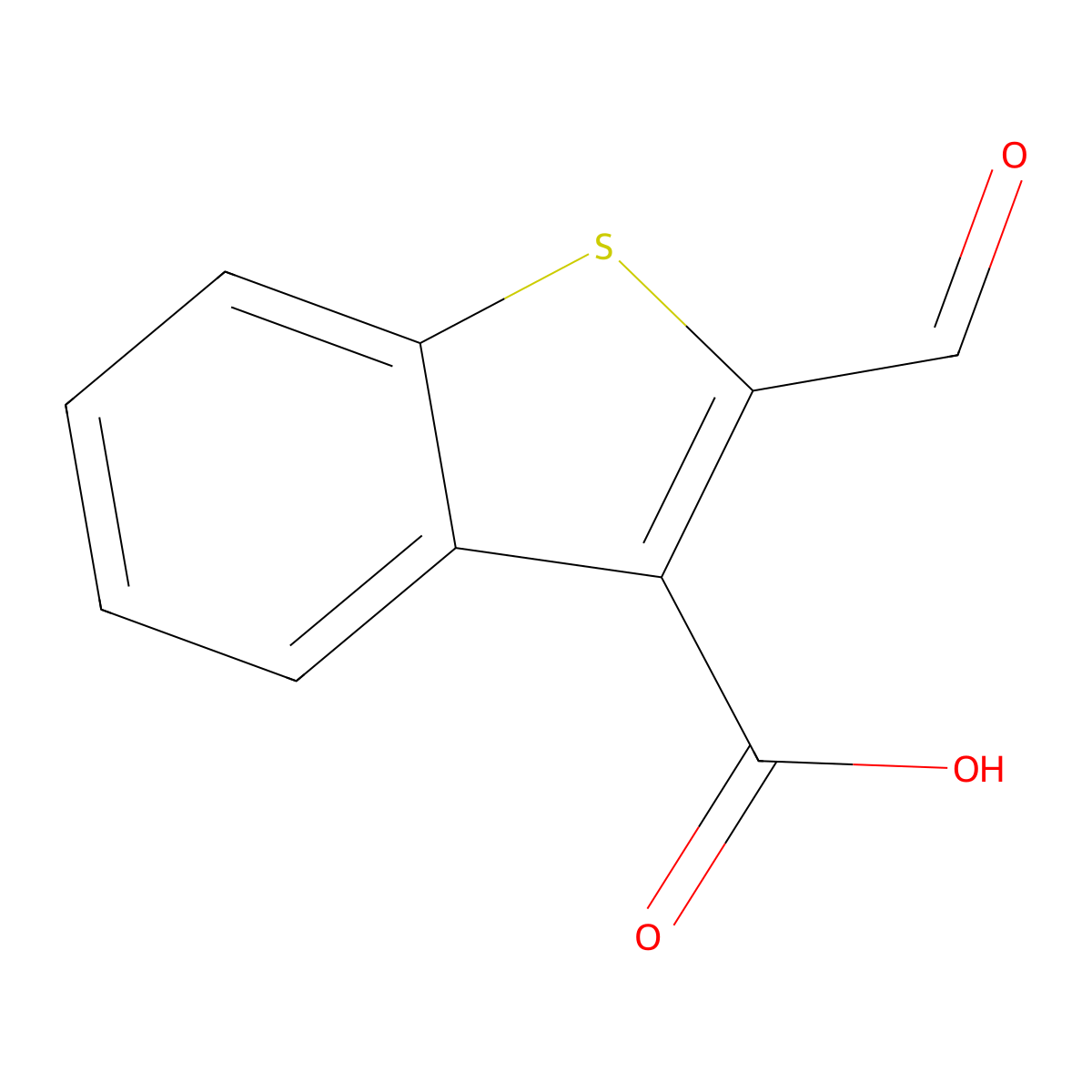 2-Formyl-1-benzothiophene-3-carboxylic acid molecular structure, CAS 22120-81-6