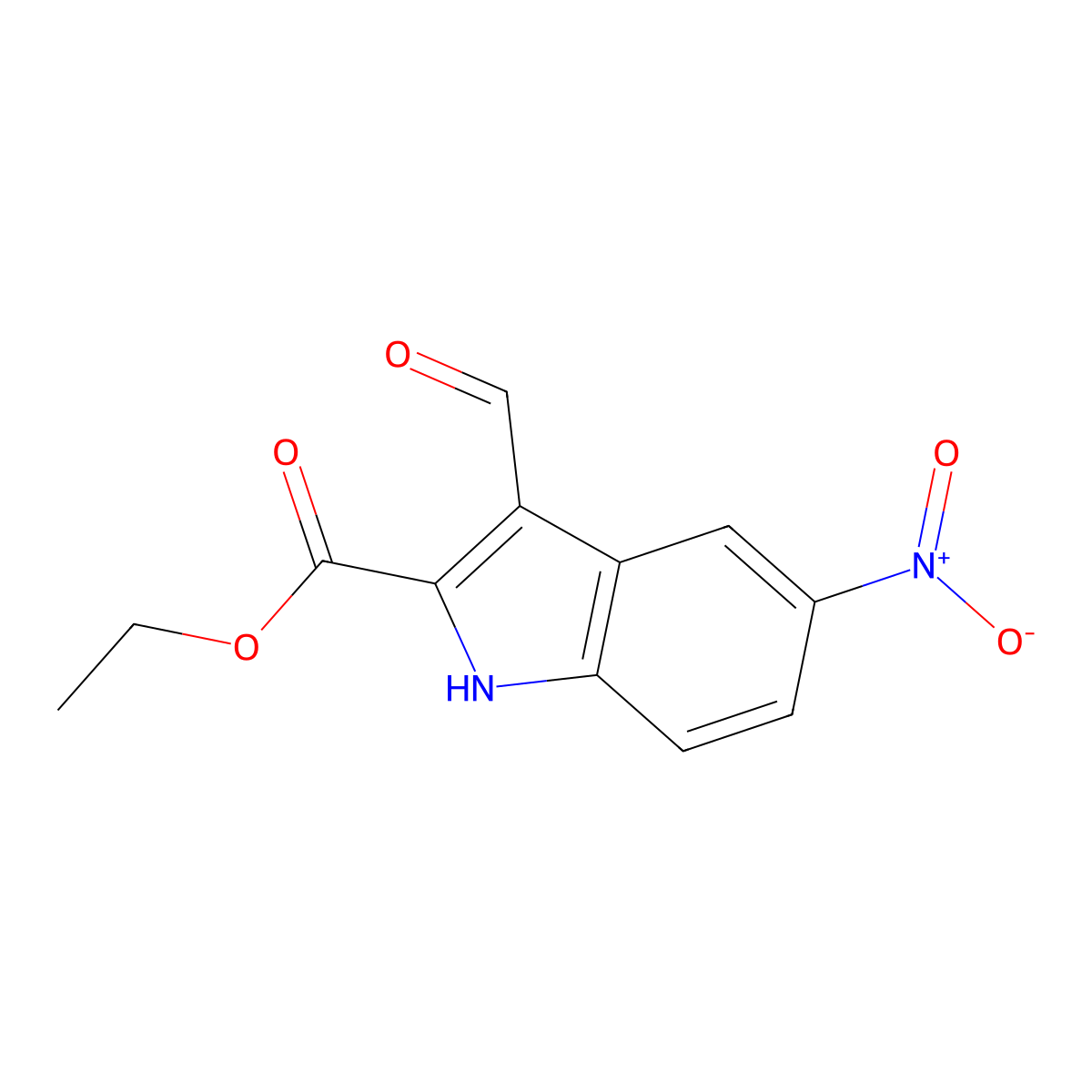 Ethyl 3-formyl-5-nitro-1H-indole-2-carboxylate molecular structure, CAS 22120-89-4