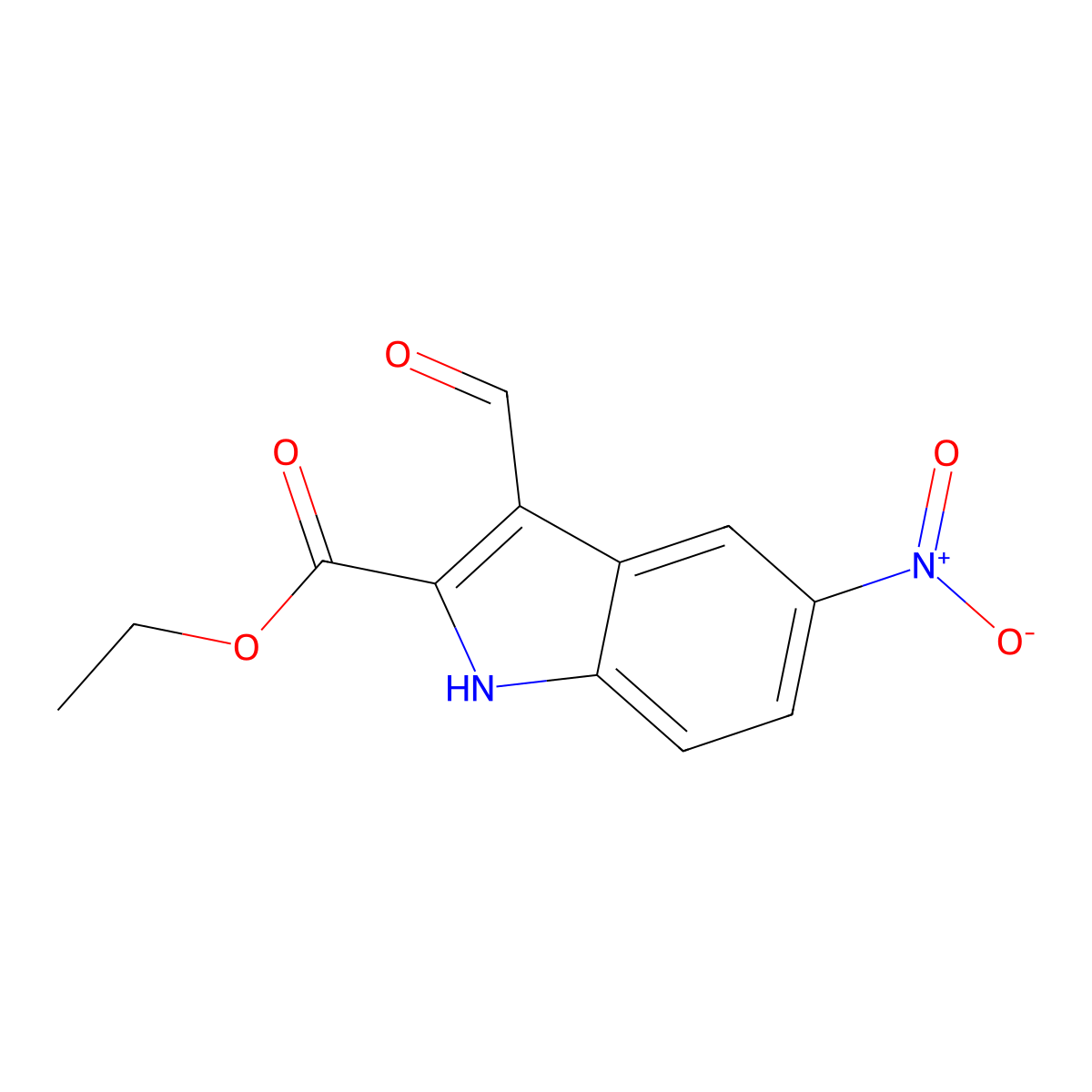 Ethyl 3-formyl-5-nitro-1H-indole-2-carboxylate molecular structure, CAS 22120-89-4