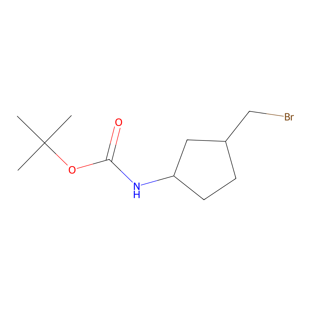 rac-tert-butyl N-[(1R,3S)-3-(bromomethyl)cyclopentyl]carbamate molecular structure, CAS 2212004-17-4