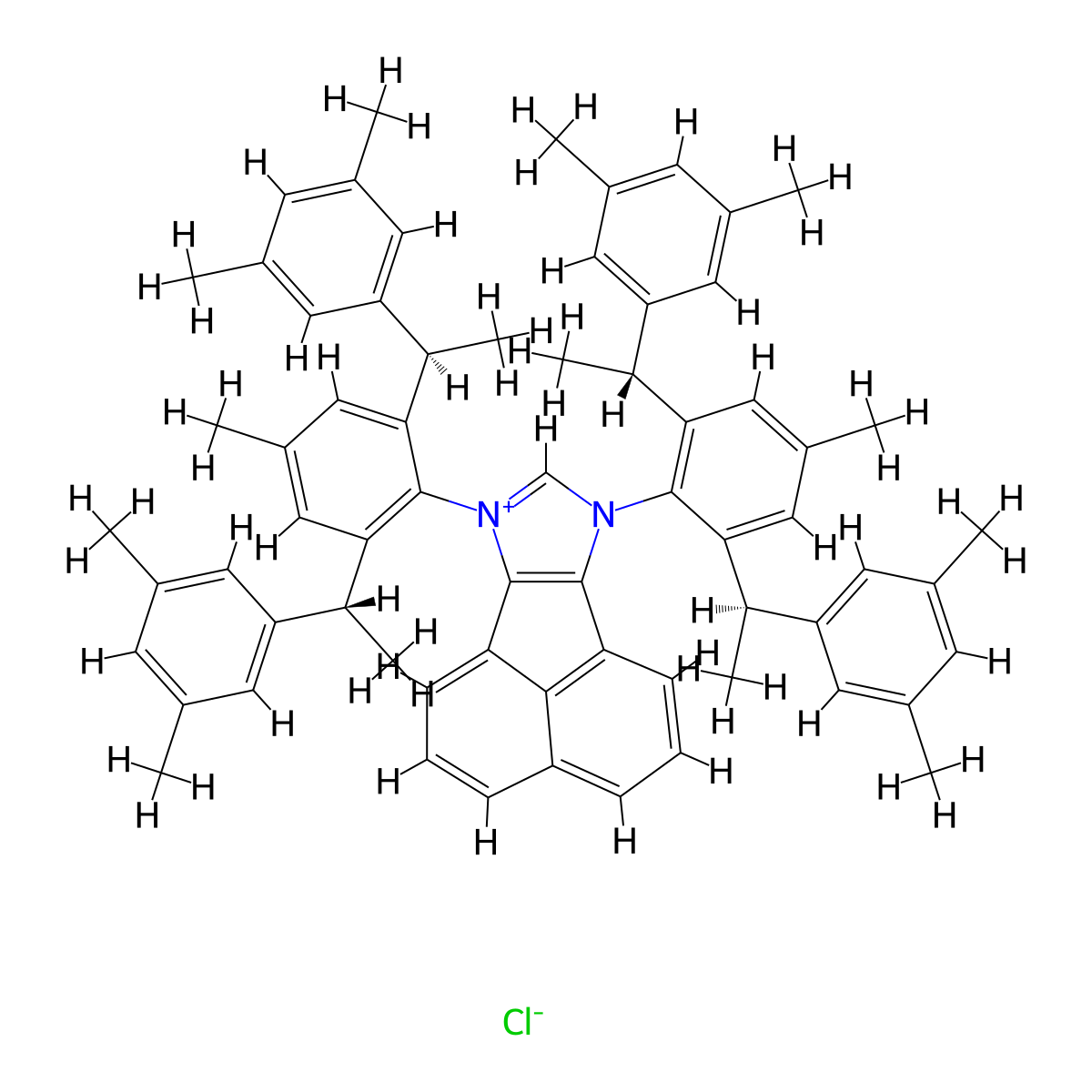 7,9-Bis(2,6-bis((R)-1-(3,5-dimethylphenyl)ethyl)-4-methylphenyl)-7H-acenaphtho[1,2-d]imidazol-9-ium chloride molecular structure, CAS 2212005-57-5