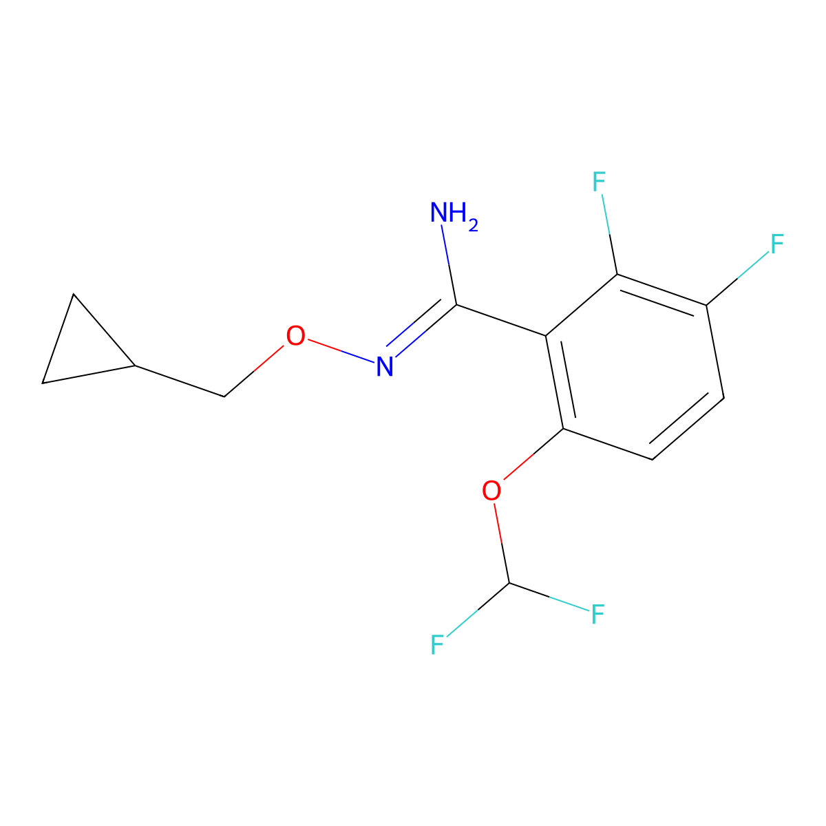 N-Cyclopropylmethoxy-6-difluoromethoxy-2,3-difluoro-benzamidine molecular structure, CAS 221202-26-2