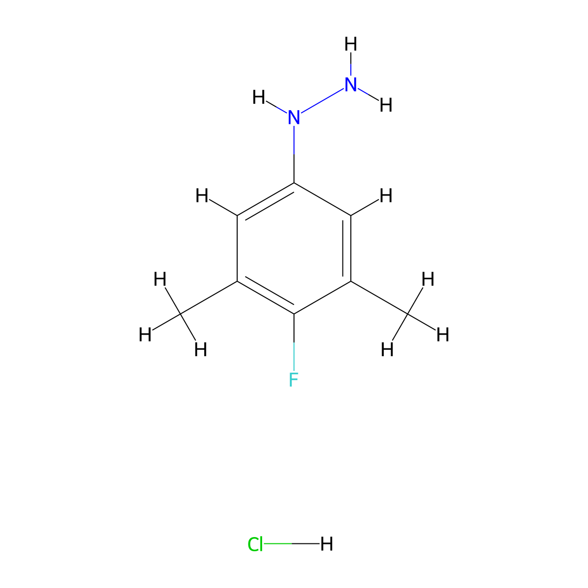 (4-Fluoro-3,5-dimethylphenyl)hydrazine hydrochloride molecular structure, CAS 2212021-40-2