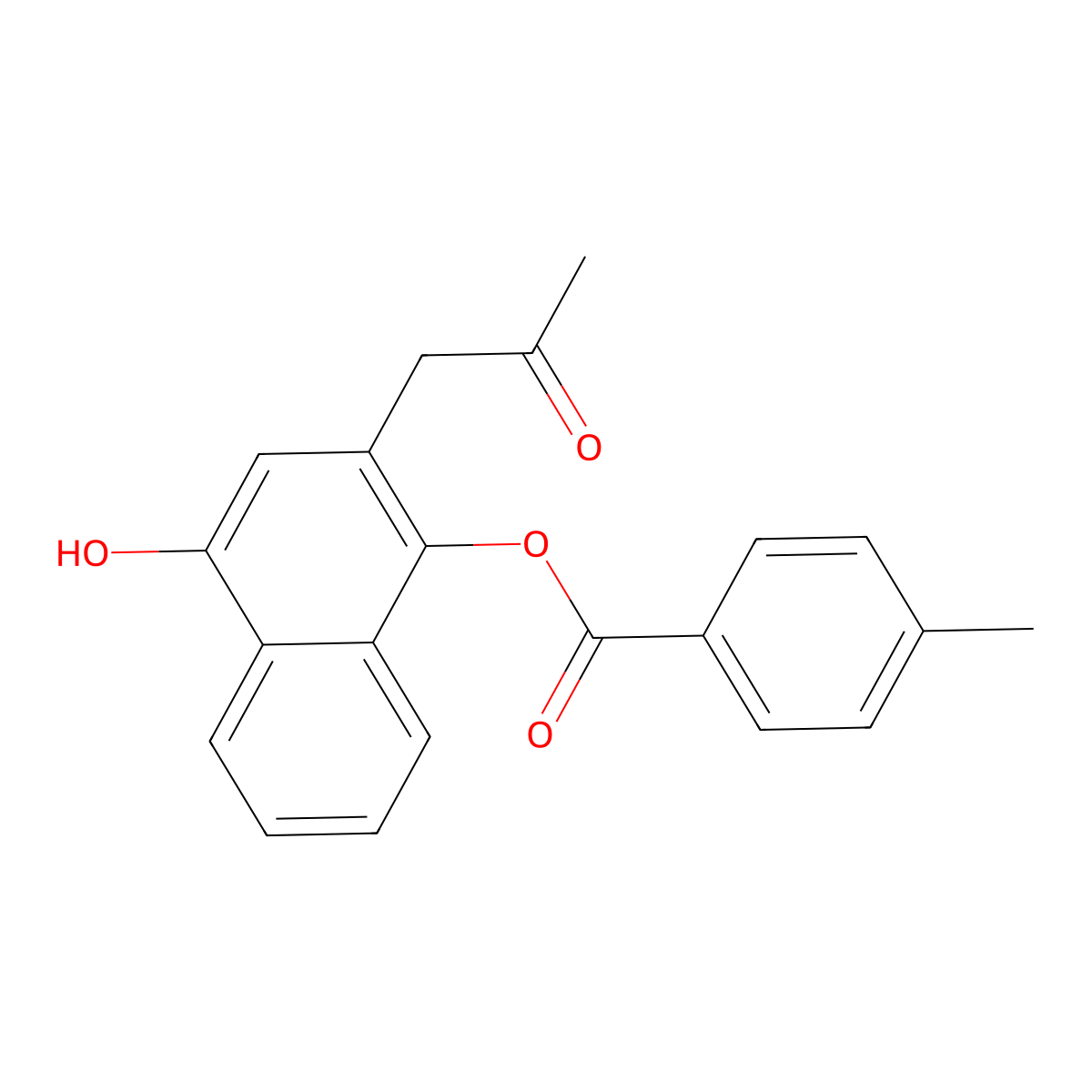 4-Hydroxy-2-(2-oxopropyl)naphthalen-1-yl 4-methylbenzoate molecular structure, CAS 221206-24-2
