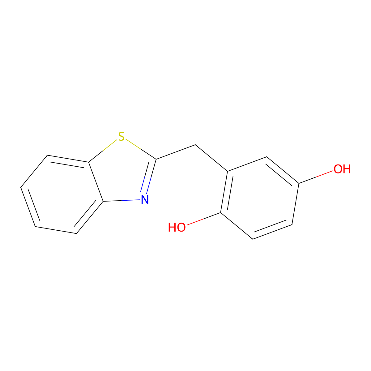 2-(1,3-Benzothiazol-2-ylmethyl)benzene-1,4-diol molecular structure, CAS 22122-82-3