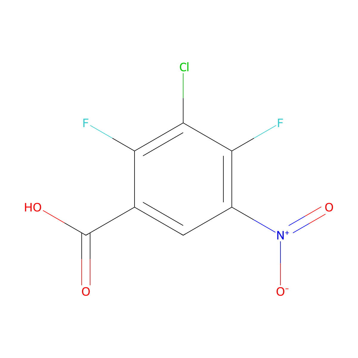 3-Chloro-2,4-difluoro-5-nitrobenzoic acid molecular structure, CAS 221221-03-0