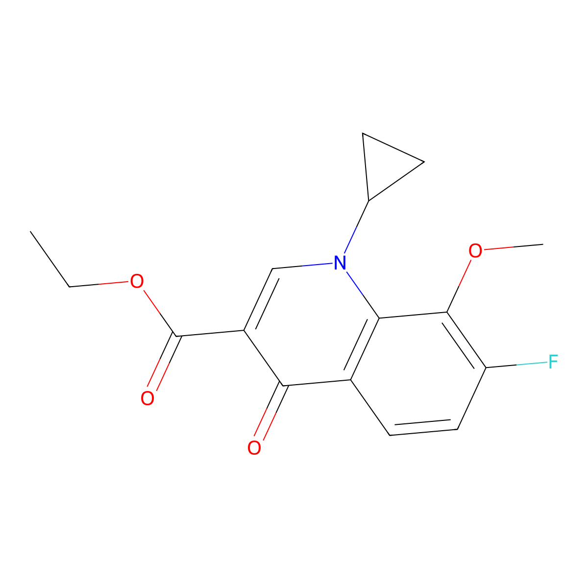 Ethyl 1-cyclopropyl-7-fluoro-8-methoxy-4-oxo-1,4-dihydroquinoline-3-carboxylate molecular structure, CAS 221221-15-4