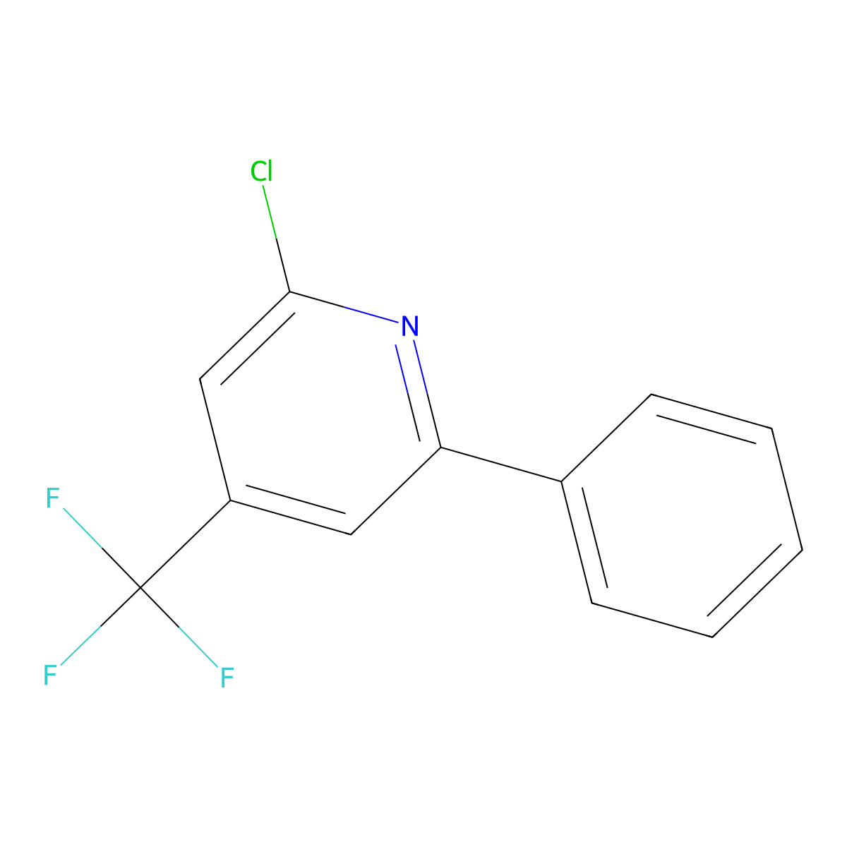 2-Chloro-6-phenyl-4-(trifluoromethyl)pyridine molecular structure, CAS 22123-13-3