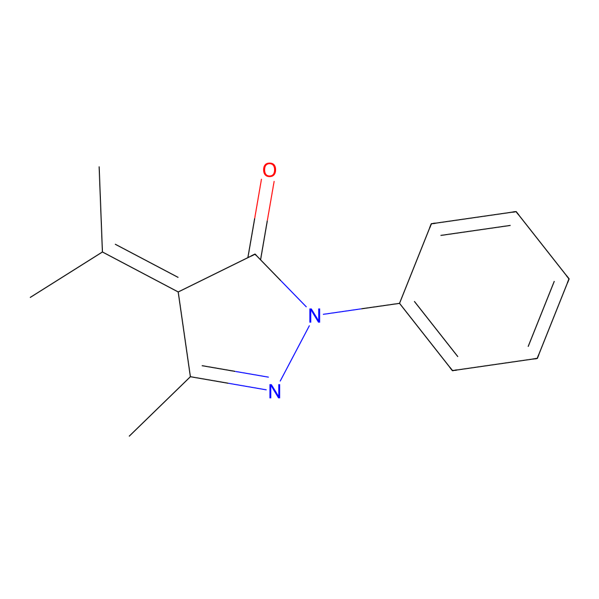 4-Isopropylidene-5-methyl-2-phenyl-2,4-dihydro-pyrazol-3-one molecular structure, CAS 22123-17-7