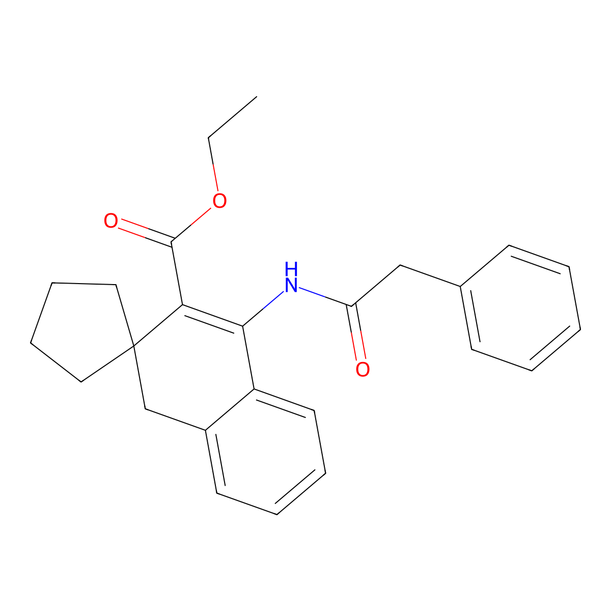 ethyl 1-[(2-phenylacetyl)amino]spiro[4H-naphthalene-3,1'-cyclopentane]-2-carboxylate molecular structure, CAS 221239-10-7