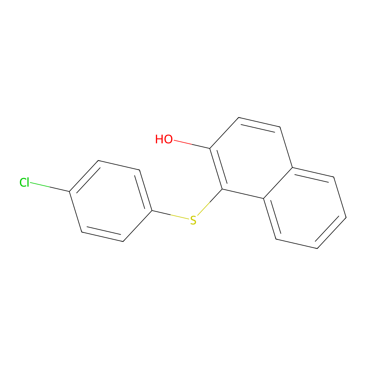 1-((4-Chlorophenyl)thio)naphthalen-2-ol molecular structure, CAS 22124-88-5