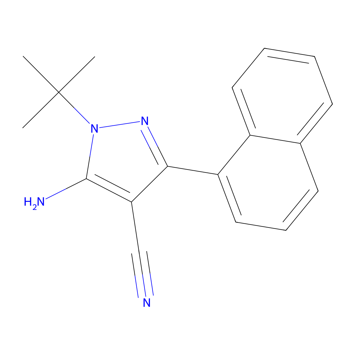 5-Amino-3-(1-naphthyl)-4-cyano-1-tert-butylpyrazole molecular structure, CAS 221243-34-1