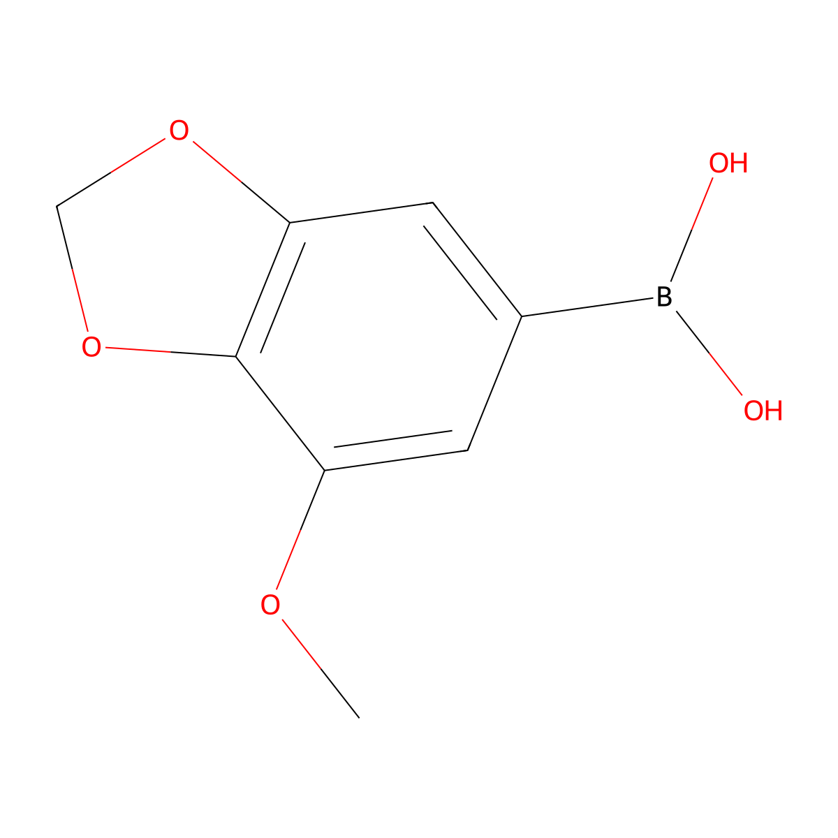 (7-Methoxybenzo[d][1,3]dioxol-5-yl)boronic acid molecular structure, CAS 221243-73-8