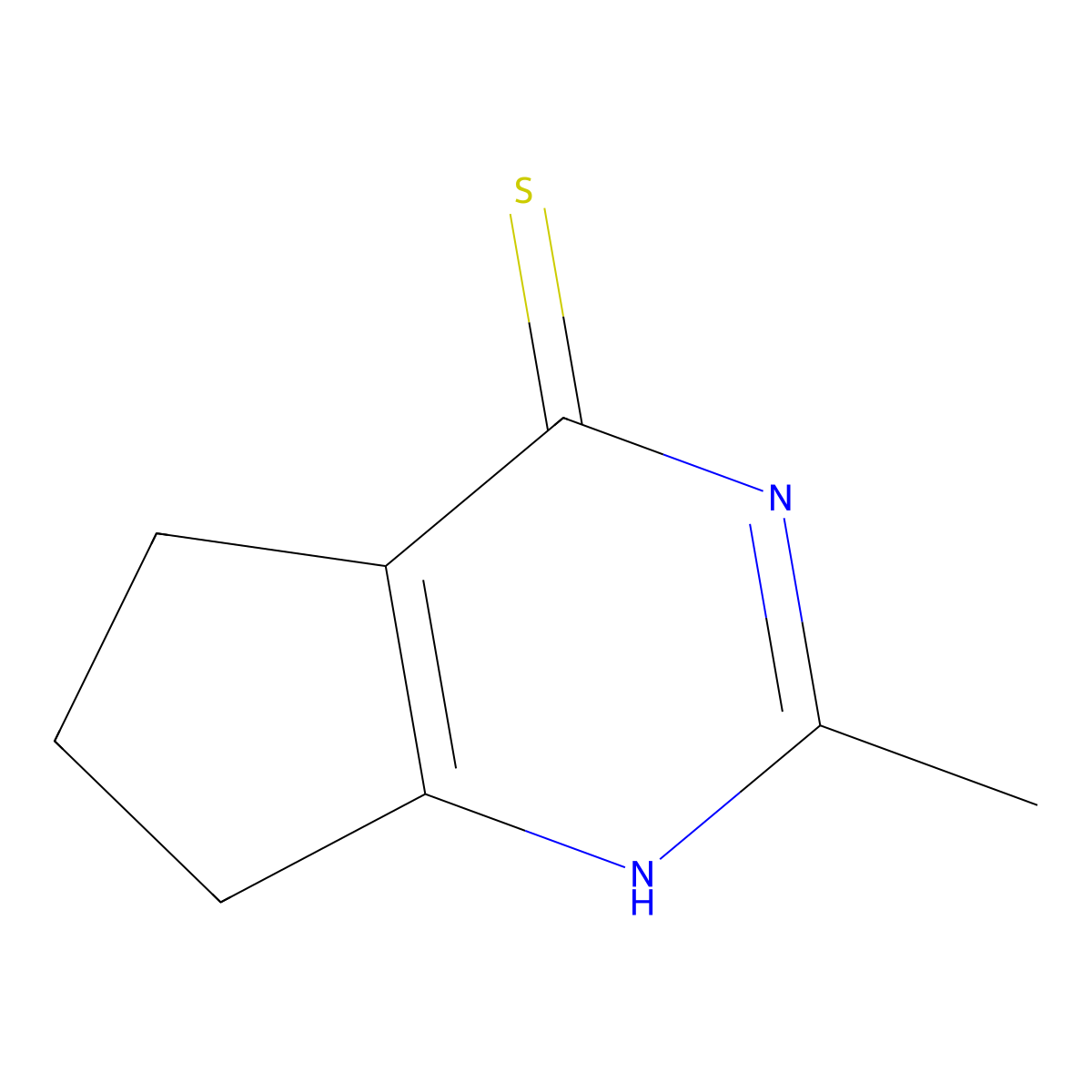 2-Methyl-1,5,6,7-tetrahydrocyclopenta[d]pyrimidine-4-thione molecular structure, CAS 22126-22-3