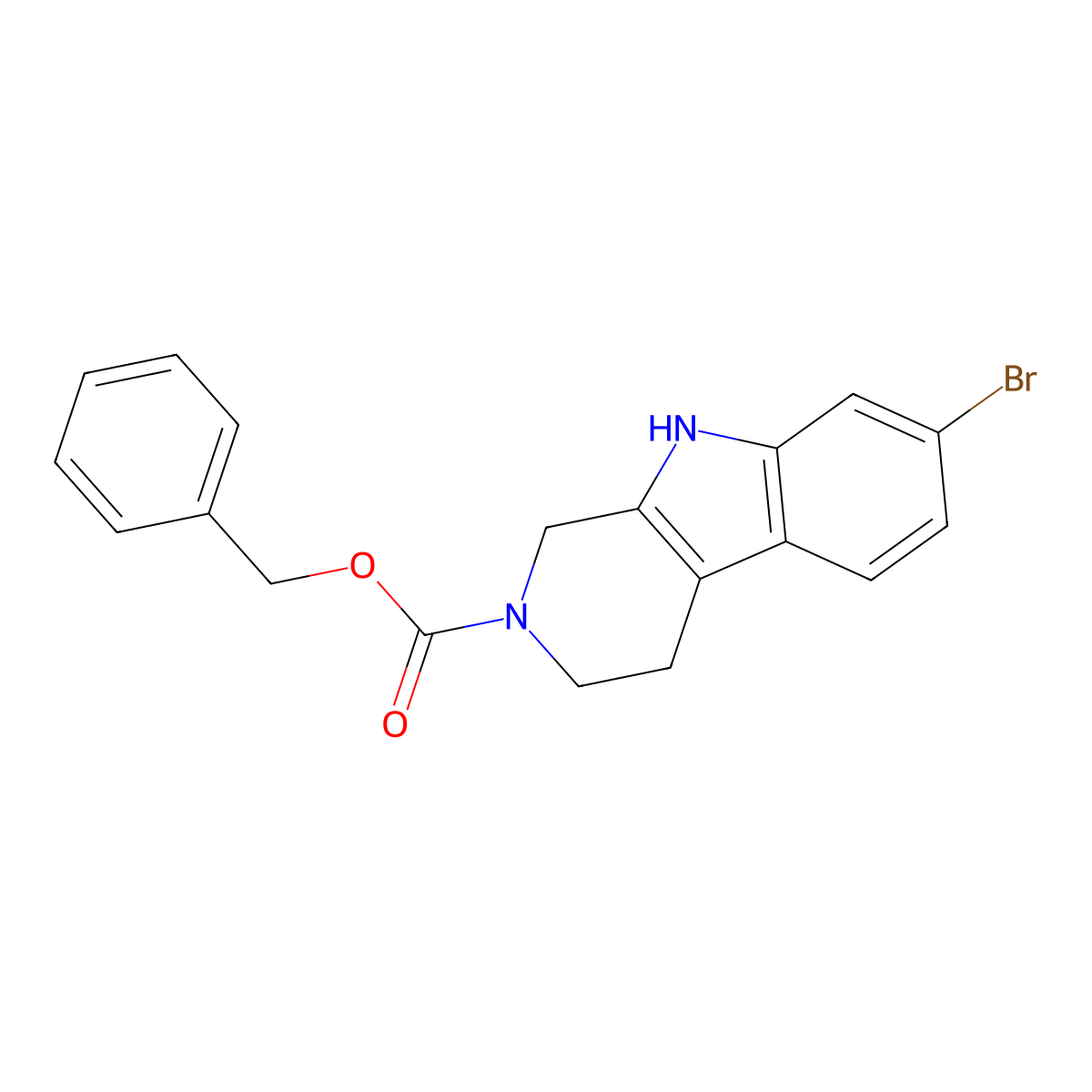 benzyl 7-bromo-1H,2H,3H,4H,9H-pyrido[3,4-b]indole-2-carboxylate molecular structure, CAS 2212686-10-5