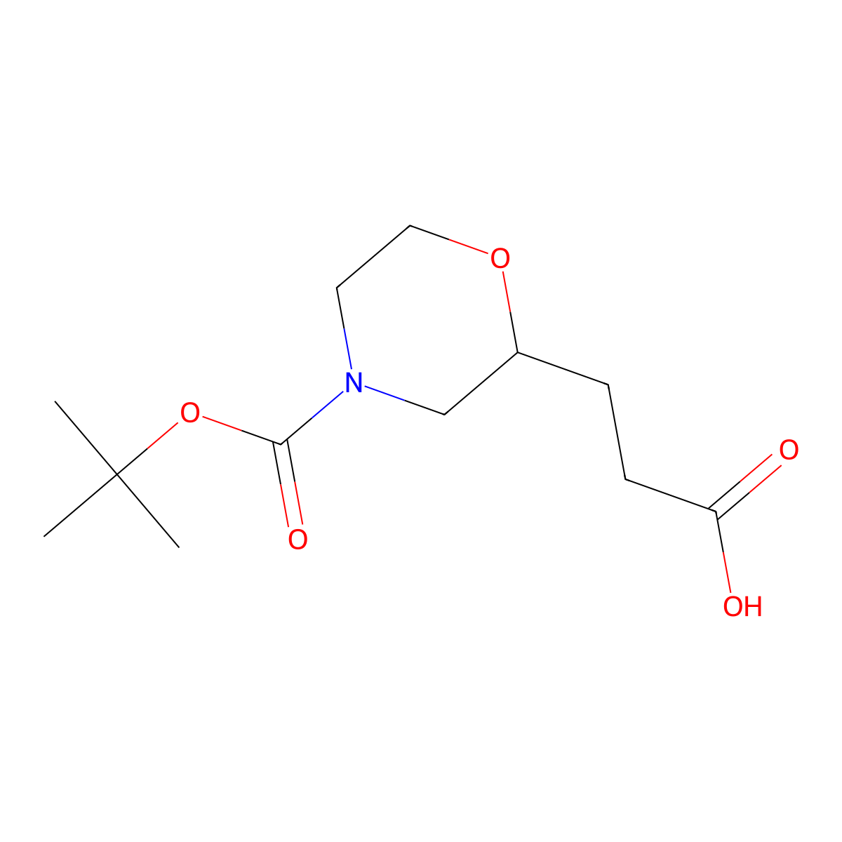 (R)-3-(4-(tert-Butoxycarbonyl)morpholin-2-yl)propanoic acid molecular structure, CAS 2212688-06-5
