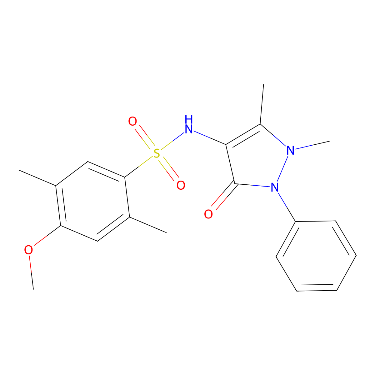 N-(1,5-dimethyl-3-oxo-2-phenyl-2,3-dihydro-1H-pyrazol-4-yl)-4-methoxy-2,5-dimethylbenzene-1-sulfonamide molecular structure, CAS 2212792-70-4