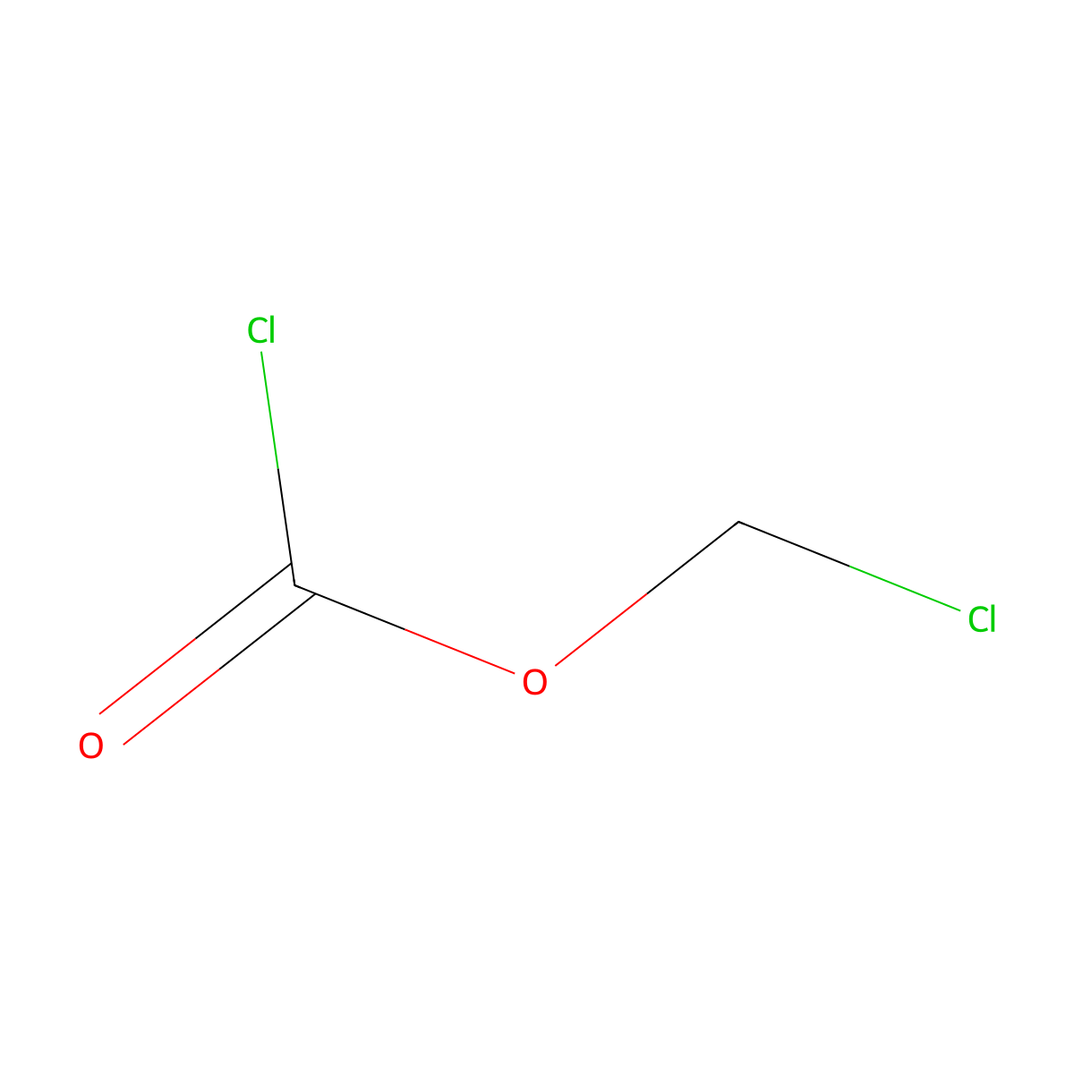 Chloromethyl chloroformate molecular structure, CAS 22128-62-7