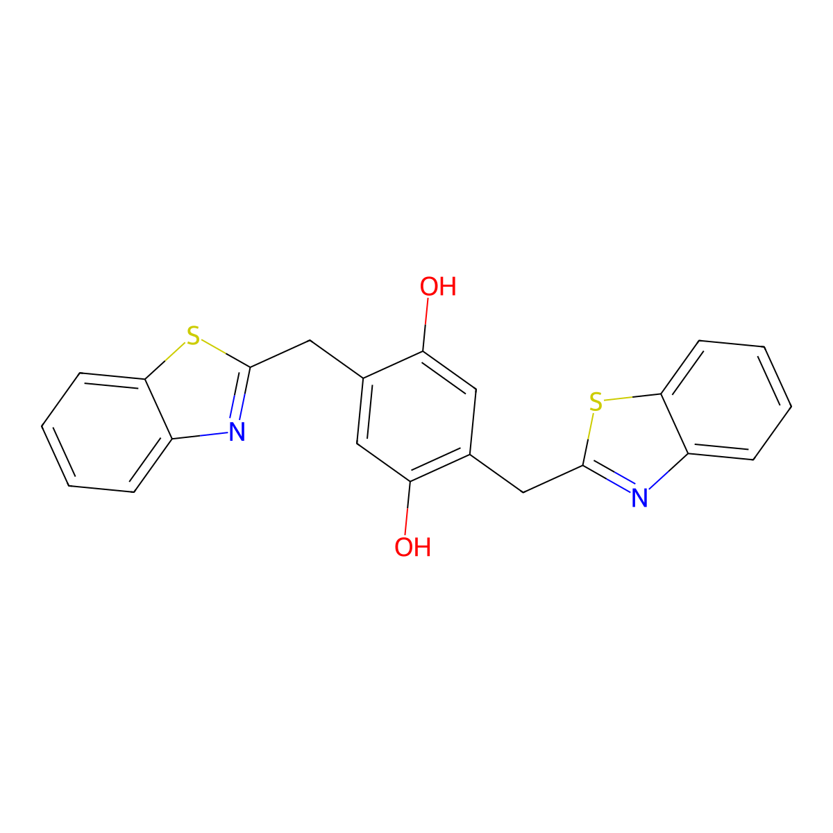 2,5-Bis(benzo[d]thiazol-2-ylmethyl)benzene-1,4-diol molecular structure, CAS 22128-96-7