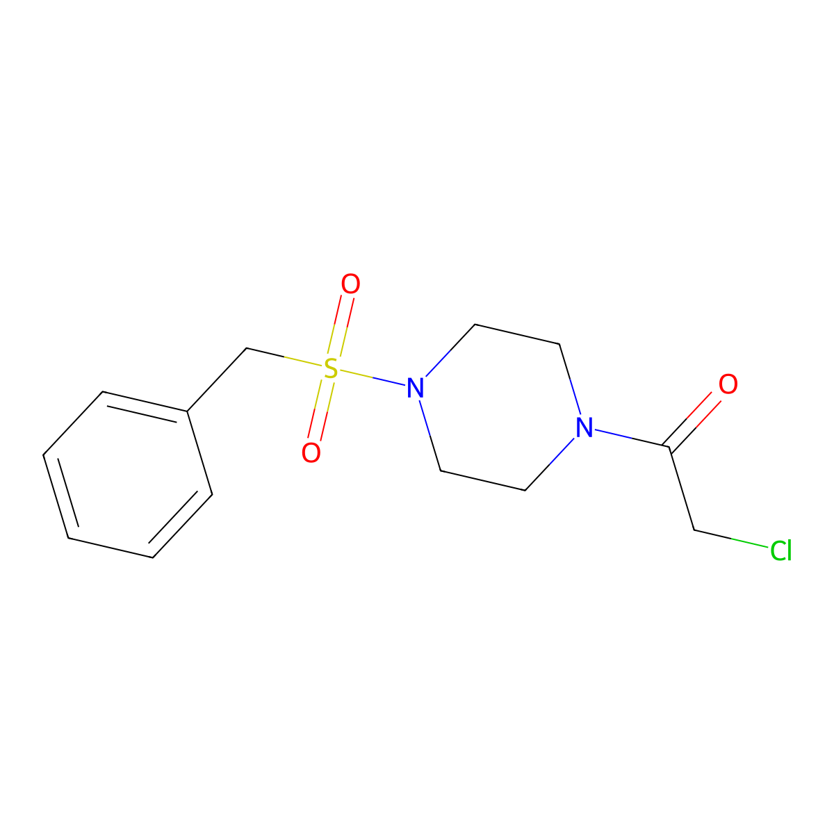 2-Chloro-1-(4-phenylmethanesulfonylpiperazin-1-yl)ethan-1-one molecular structure, CAS 221289-97-0