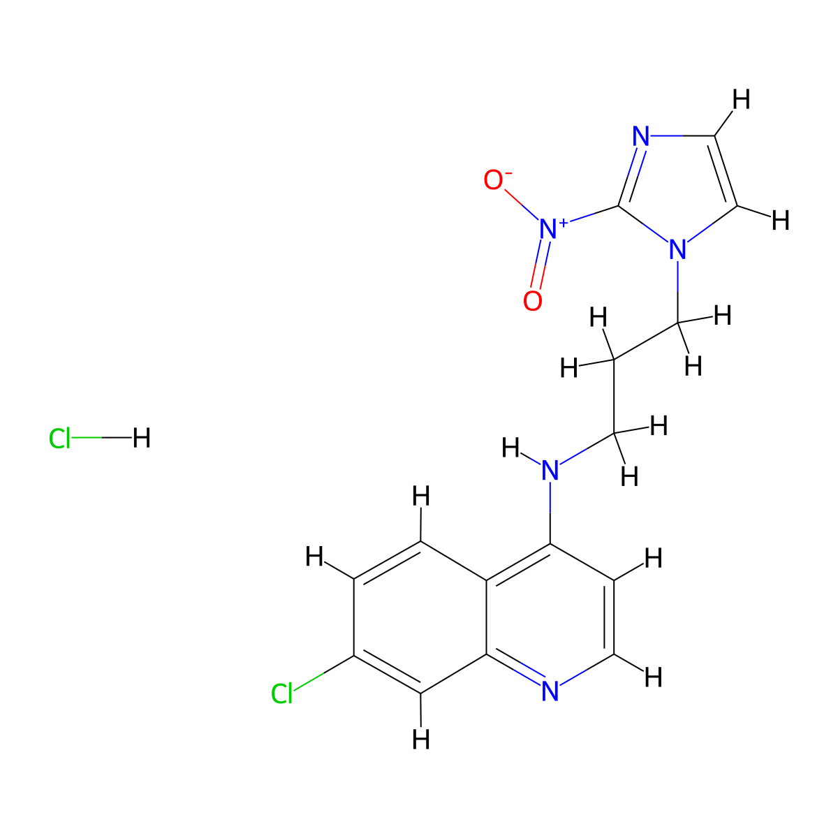 4-(3-(2-Nitro-1-imidazolyl)-propylamino)-7-chloroquinoline hydrochloride molecular structure, CAS 221292-08-6